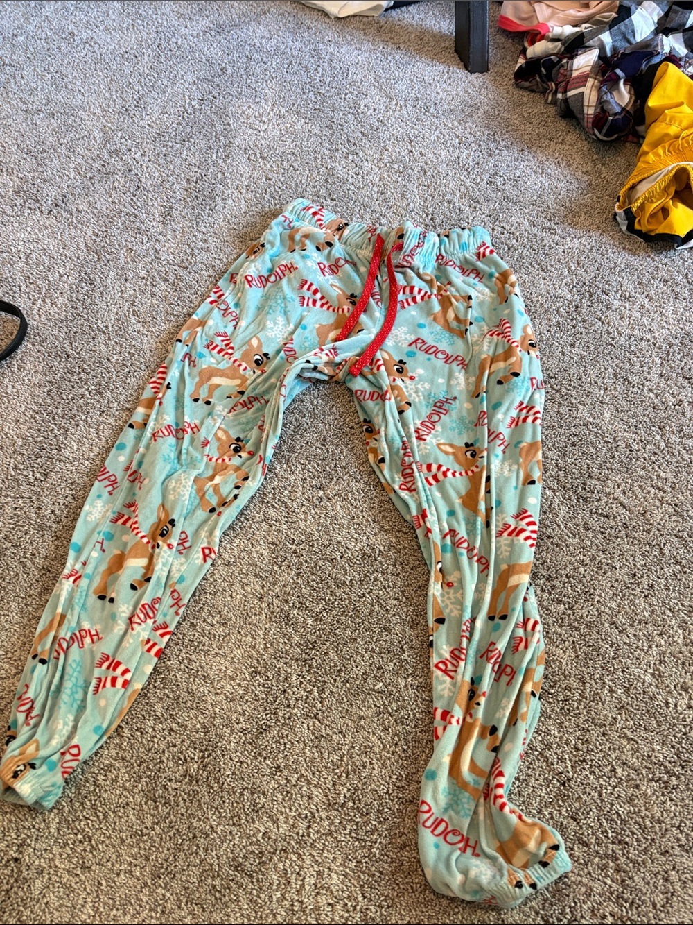 Kids Light Blue Reindeer Print Pajama Pants